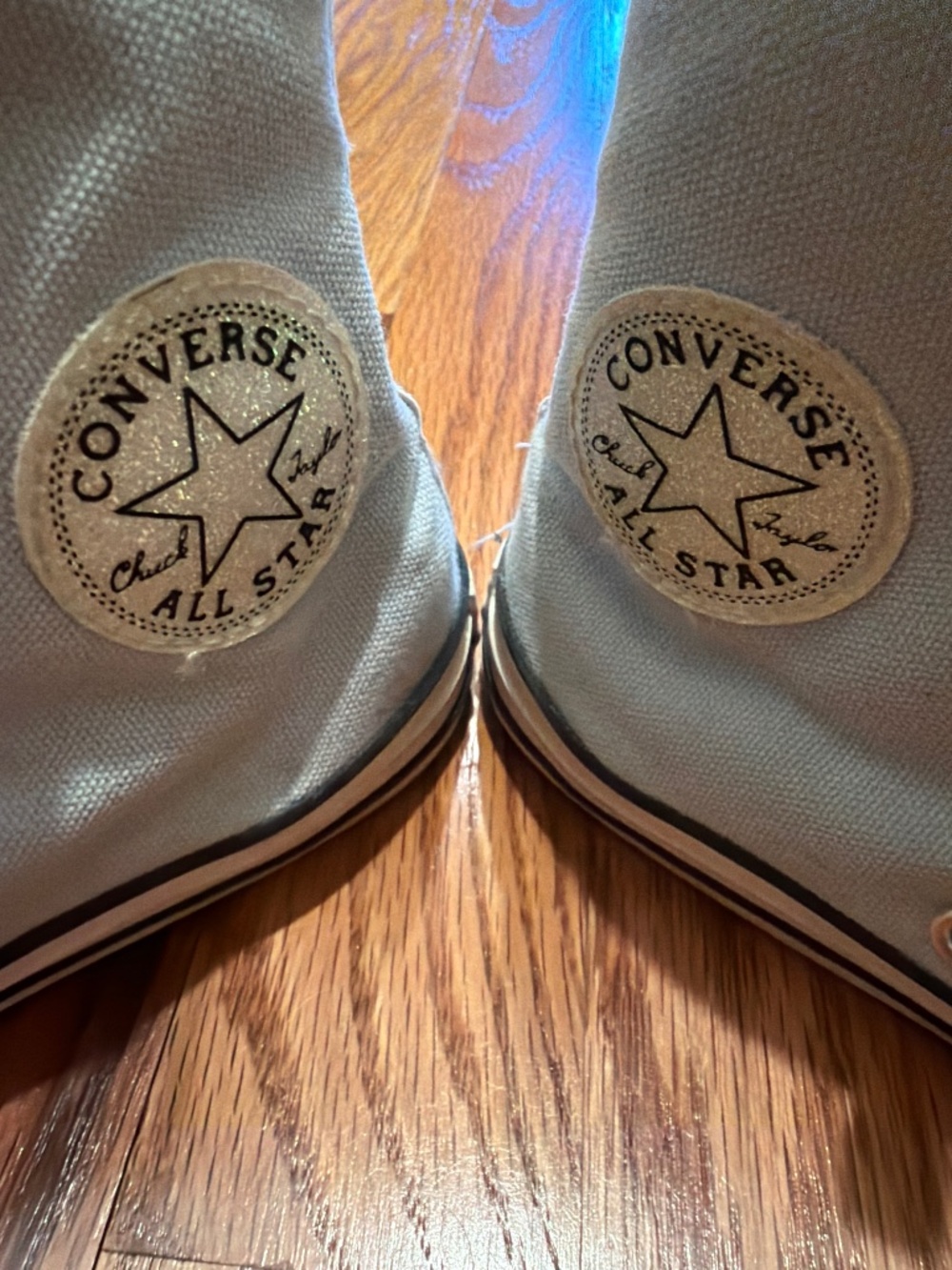 Converse All Star Sneaker Light Blue Glitter Logo and Toe Sz 3